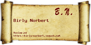 Birly Norbert névjegykártya